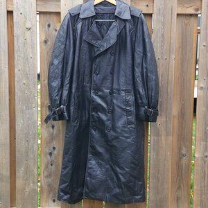 Montreal Leather Trench Coat Men's Size 42 Large Black Y2K The Matrix Blanket